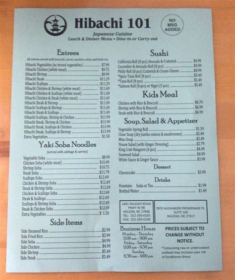 Hibachi 101 wilson menu. Things To Know About Hibachi 101 wilson menu. 